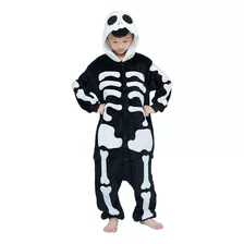 Pijama Caveira Esqueleto Infantil Kigurumi Macacão Fantasia