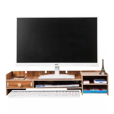 Base De Monitor Organizador Para Escritorio Multiuso Café