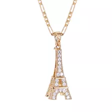 Dije Torre Eiffel Paris De Cristales En Oro Laminado 18k