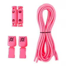 Cadarço Elástico Hupi Laces Rosa Neon Liso Cor Rosa-néon