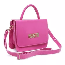 Bolsa Feminina Verniz Pink Alça Transversal De Mao