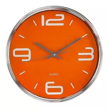 Reloj Redondo 30 Cm Cuadrante Naranja Pared Jovifel Art 4575