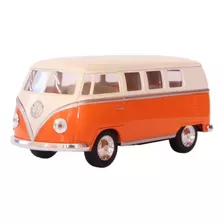 Vw Kombi Nacional Metal 1962 Kinsmart 1:32 Laranja E Bege