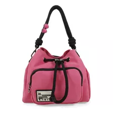 Bolsa Drawsting Cloe Para Mujer Asas Intercambiables Color Fucsia