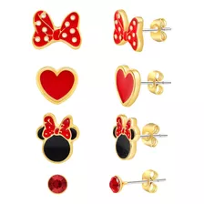 Disney Juego De Aretes De Tuerca De Moda De Mickey Y Minnie.