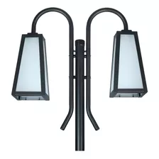 Farol Con Columna 2,5 Metros Vidrio Y Metal Exterior Jardin