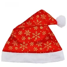 Touca Gorro De Natal Papai Noel Flocado Dourado 28x38 Wincy