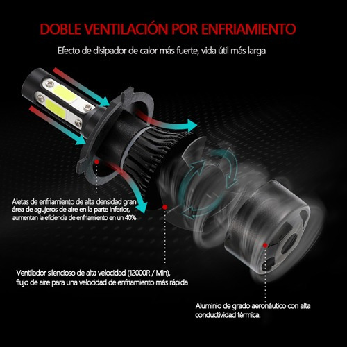 Kit De Faros Delanteros De 4 Lados 9007 H4 Led Rayo H13 9004 Foto 5