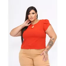 Blusa Curve Manga Pétala Moda Feminina Decote Gota Estilosa