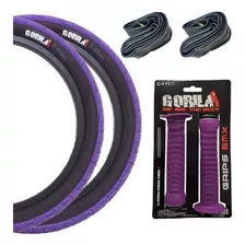 Par Llanta 20 X 2.30 Gorila Pro Bmx Morada, Puños, 2 Camaras