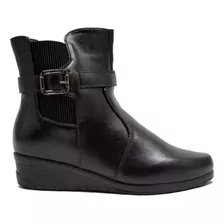 Bota Anabela Cano Curto Ziper Lateral Feminina Mooncity