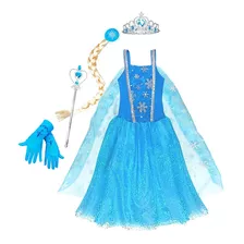 Fantasia Vestido Frozen Infantil Capa Coroa Luvas E Varinha