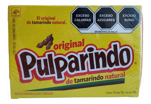 Pulparindo De Tamarindo Natural, Paq. C/20pzas.