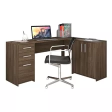 Escrivaninha Gamer Notável Móveis Mesa Office Nt 2005 Mdp De 1230 Mm X 740 Mm X 450 Mm X 1570 Mm Nogal Trend