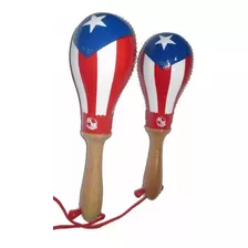 Maracas Salseras En Cuero Pintadas Puerto Rico Mango Madera