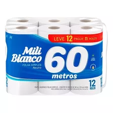 Pack Papel Higienico Mili 12 Rollos De 60 Mts Pack X4 Tcs