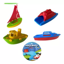 Brinquedo De Banho Infantil Kit 4 Barcos Máquinas Gulliver