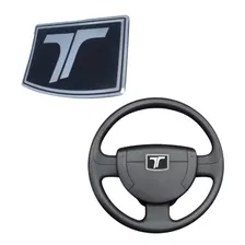 Adesivo Volante Troller T4 Cromado Resinado Preto Res07