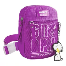 Bolsa Snoopy Unilateral Sp2380 Shoulder Bag Pequena Feminina Cor Lilás