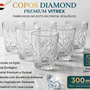 Jogo 6 Copos Diamond Egipcio 300ml Vidro Grosso Diamante Luxo Transparente Vitrex