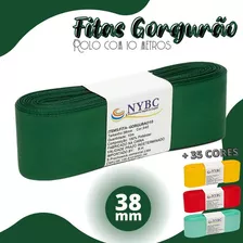 Fitas Gorgurão Para Laços Nº09 38mm - Rolo Com 10 Metros Cor Verde Bandeira - 540 Liso 38mm