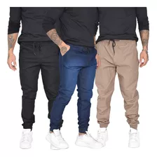 Kit 3 Calça Jeans Masculina Jogger Com Punho Elastico Novas 