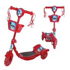 Patinete Pj Masks Radical Vermelho Ajuste Crianças Cestinha