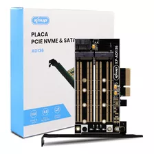 Placa Dupla Ssd Pcie Nvme Sata Adaptador M2 M-key B-key Ngff