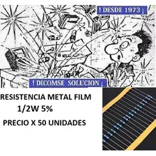Resistencia Metal Film 1/2w 5% 1m X 50 Unid