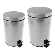 Set De 2 Botes De Basura 20l+12l De Acero Inoxidable Calidad Color Plateado