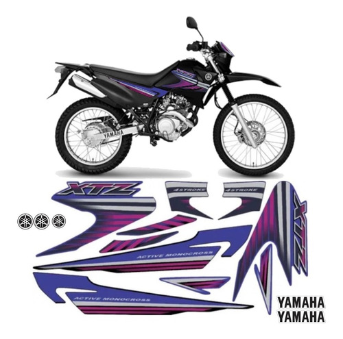 Adesivo Moto Trilha Yamaha Xtz 125 Caveira Azul 0,20mm 070