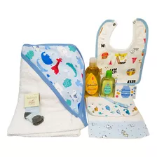 Kit De Baño Bebe - Toalla - 8 Productos Ideales Para Baño