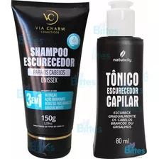 Kit Shampoo E Tônico Escurecedor Para Homens E Mulheres