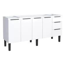 Gabinete Cozinha Jupter 2.00 Mt 100% Aço-4 Portas- 3 Gavetas Cor Branco