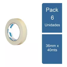 Pack 6 Cinta De Enmascarar Uso General 36mm X 40mts Norton