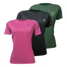 Kit 3 Blusa Academia Feminina Dry Fit Roupas Fitness Camisa