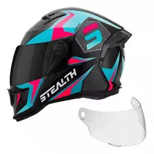 Capacete Stealth Brilhante Viseira Fume + Brinde Vis Cristal