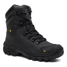 Bota Masculina Em Couro Biqueira Pvc Cano Longo Leve Com C.a