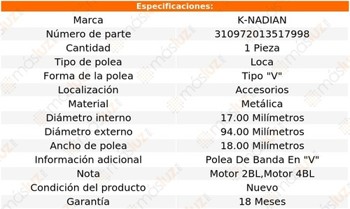 Polea Tipo  V  Metalica Diplomat V8 5.2l 77-84 Foto 3