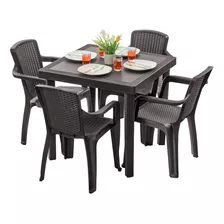 Juego De Comedor Tipo Rattan Exterior Marca Mq