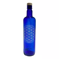 Botella De Vidrio Azul C/ Corcho Agua Solarizada, 14 Diseños