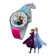 Reloj Frozen Elsa Y Anna Para Niña, Con Luz Colorida