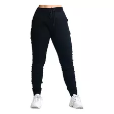 Calças Feminina Jogger Elastano Com Punho E Bolsos fashion