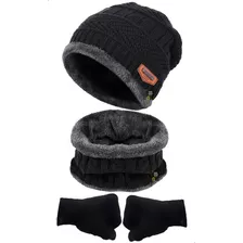 Kit Touca Gorro De Lã Forrada Com Pelúcia + Luva Recomendo