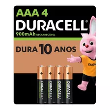 04 Pilhas Aaa Palito Recarregável 900mah Duracell 01 Cartela