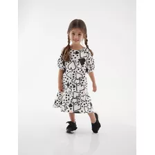 Vestido Infantil Up Baby Malha, Estampa Corações