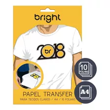 Papel Transfer Camiseta P/ Tecidos Claros A4 - 10 Folhas Cor Branco