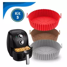 3 Forro Air Fryer De Silicone Reutilizável Antiaderente Lava