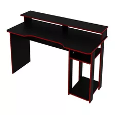 Mesa Gamer Ideal Para 2 Monitores Preto/vermelho Me4153 Cor Preto