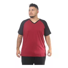 Camiseta Raglan Masculina Plus Size 100% Algodão Básica